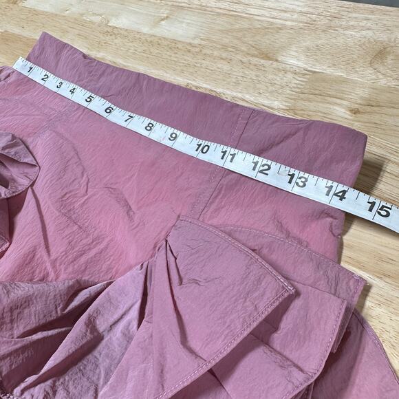 Aknvas NWOT Eliz Ruffle Miniskirt Dust Rose Size 8 High Rise Voluminous Ruffles - Picture 8 of 9